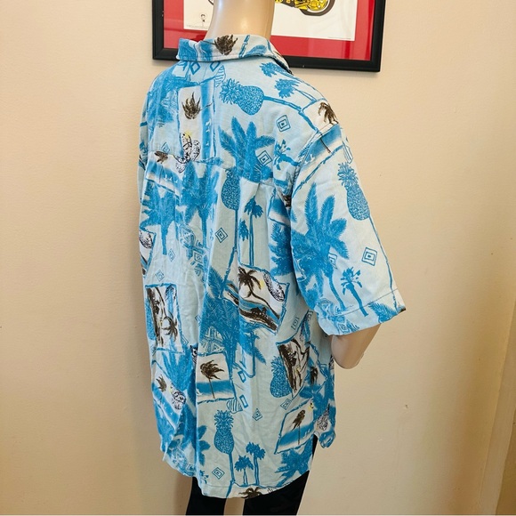 Caribbean Joe Sz L Silk Hawaiian Beach Shirt Button - Picture 3 of 9